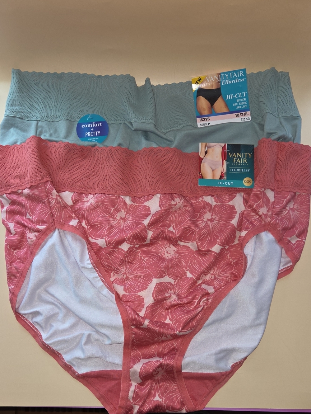 Vanity Fair Effortless Hi-Cut Panties Set Of 2 Size 10 /3XL